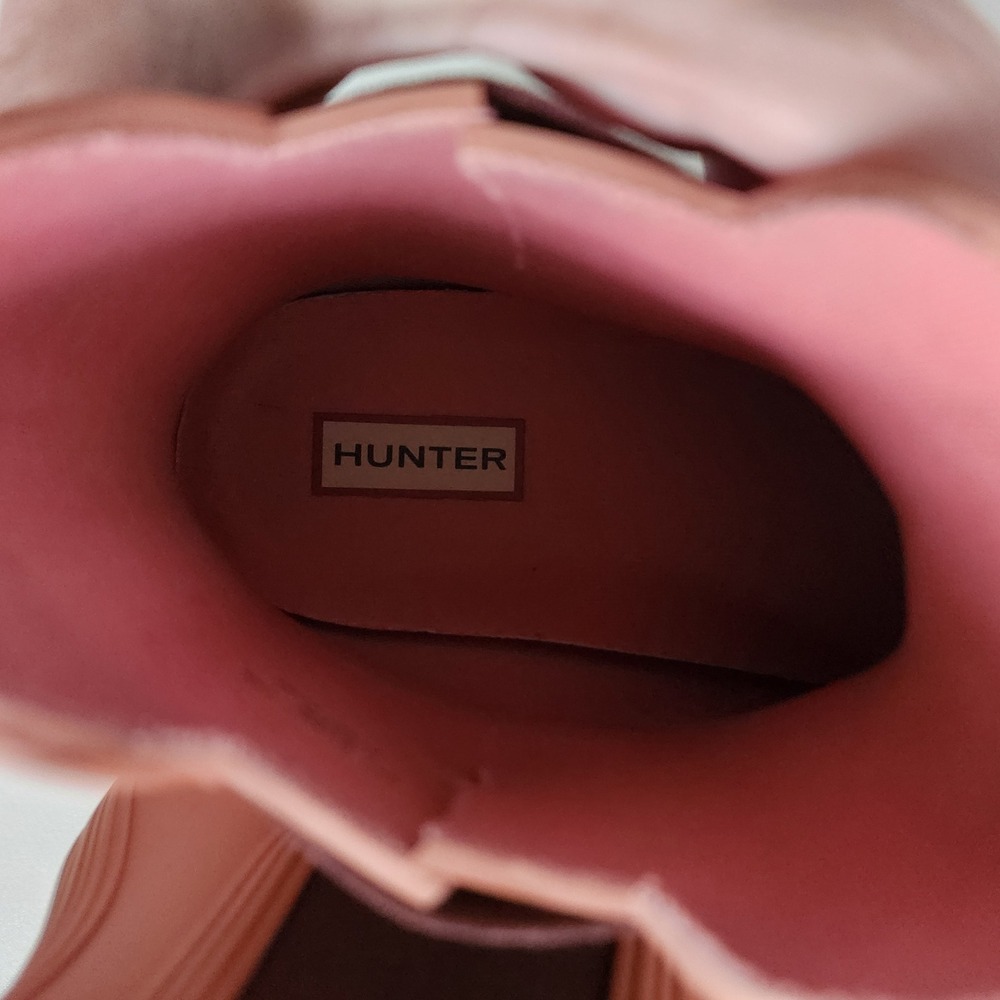 Hunter Women US 9 Salmon‎ / Rough Pink Rubber Chelsea Boots Ankle Rain Boots - Picture 9 of 14